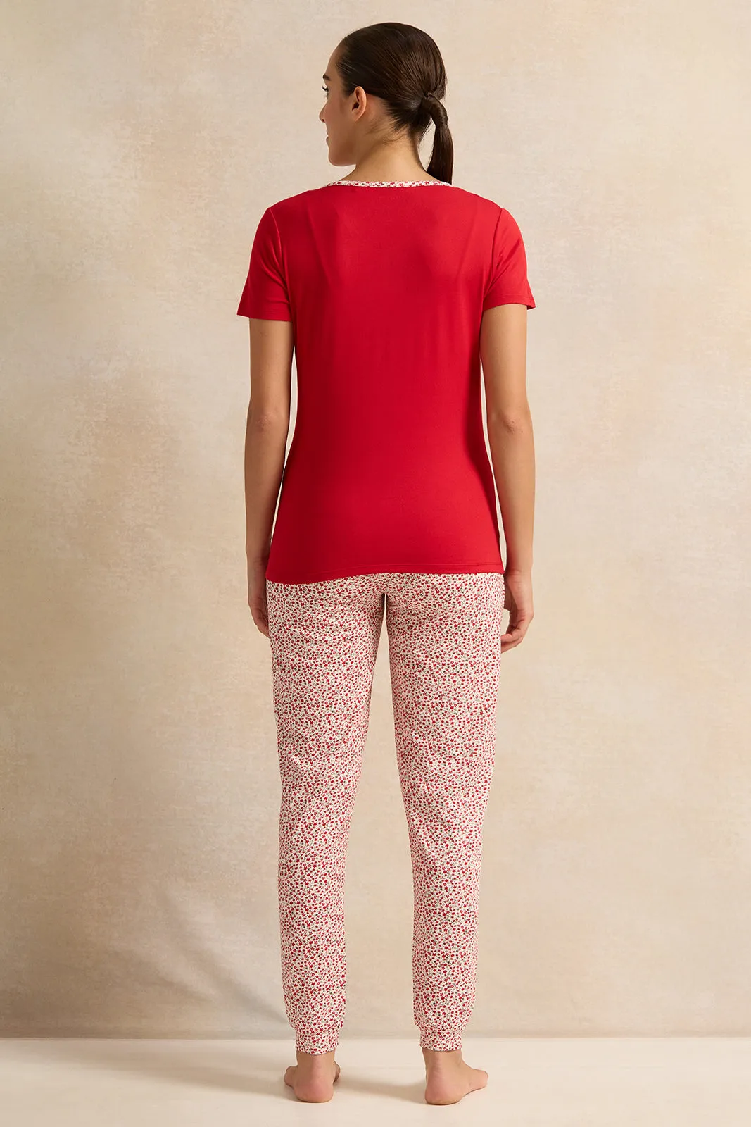 Women Red Printed Pyjama Set (2 Piece) sold by Redtag product image thumbnail 4