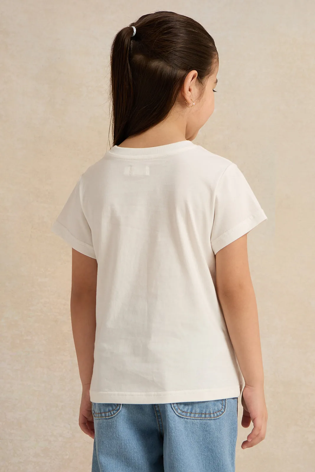 Girls White Strawberry Embellished T-Shirt sold by Redtag product image thumbnail 3