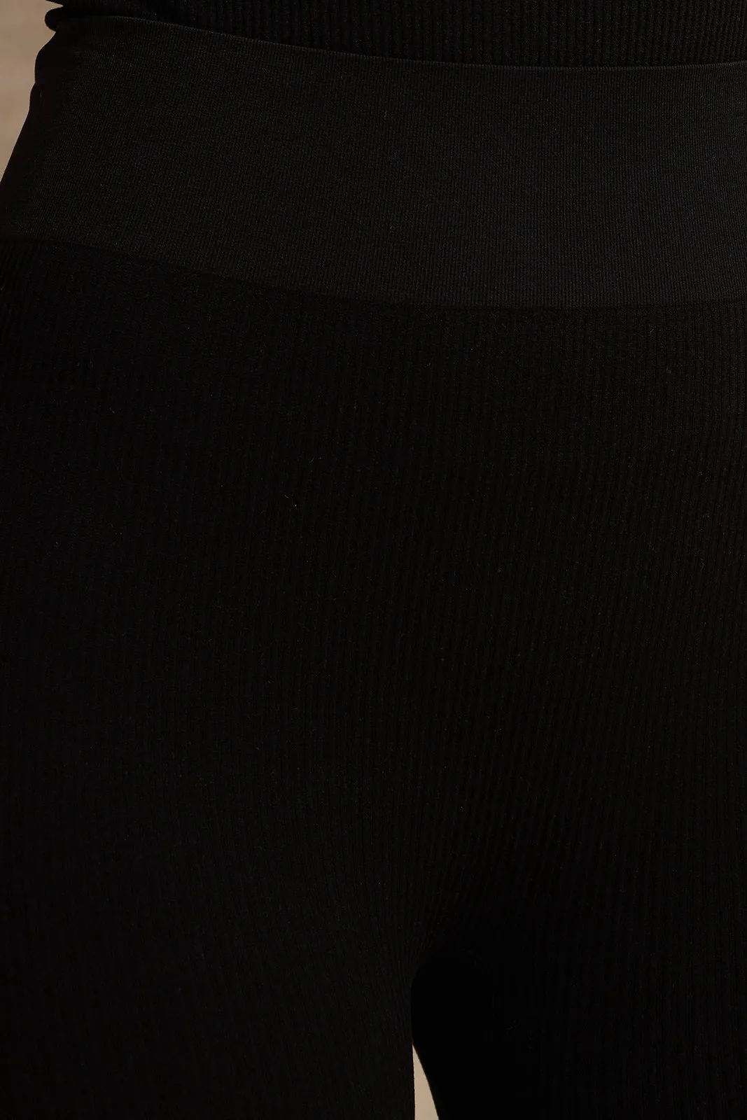 Women Black Ribbed Active Leggings sold by Redtag product image thumbnail 4