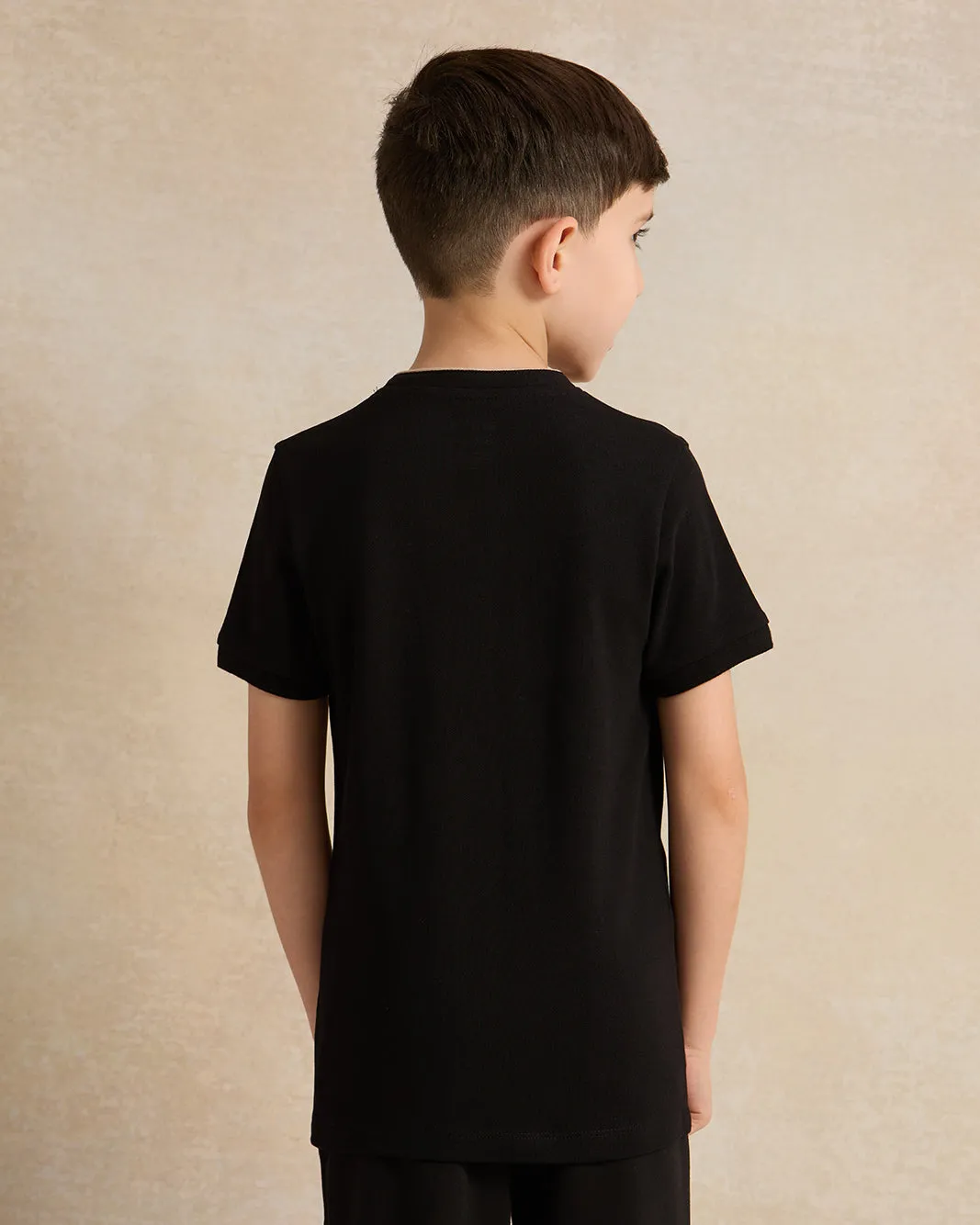Boys Black Mandarin Collar Polo Shirt sold by Redtag product image thumbnail 3