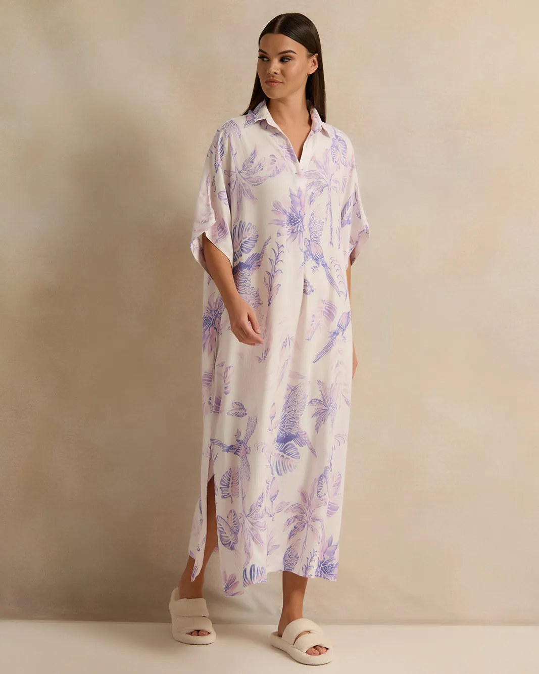 Women Pink Floral Print Collared Nightgown sold by Redtag product image thumbnail 4