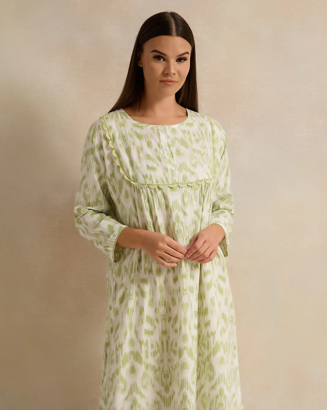 Women Green Allover Print Nightgown sold by Redtag product image thumbnail 2