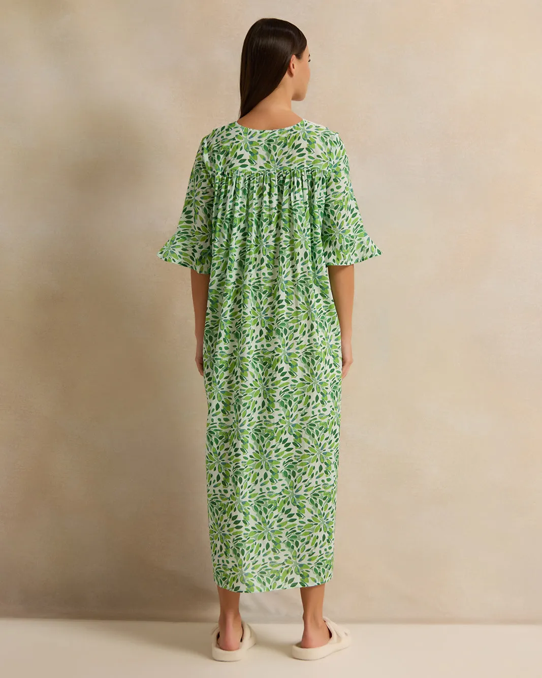 Women Green Short Sleeve Printed Lace Nightgown sold by Redtag product image thumbnail 3