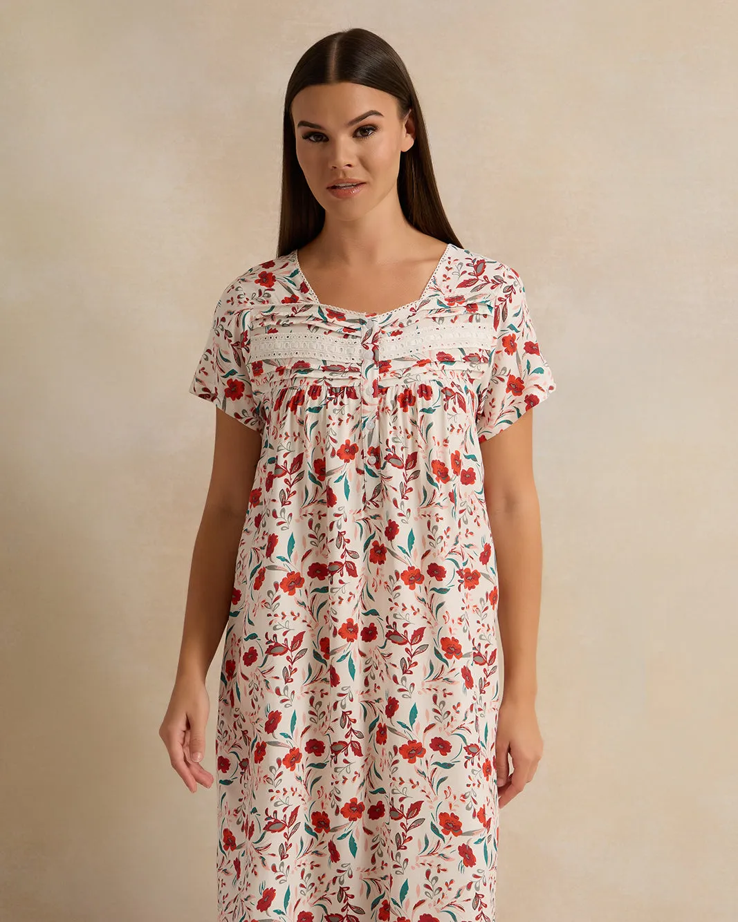 Women White Printed Lace Nightgown sold by Redtag product image thumbnail 2