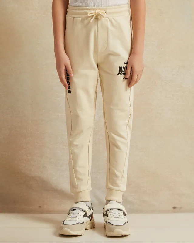 Boys Ivory Printed Joggers sold by Redtag