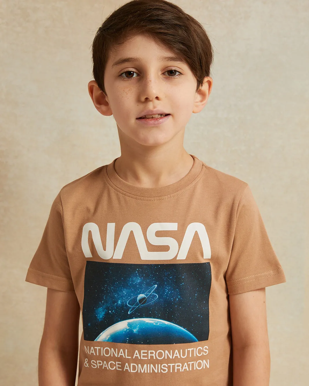 Boys Brown Nasa Graphic Short Sleeve T-Shirt sold by Redtag product image thumbnail 4