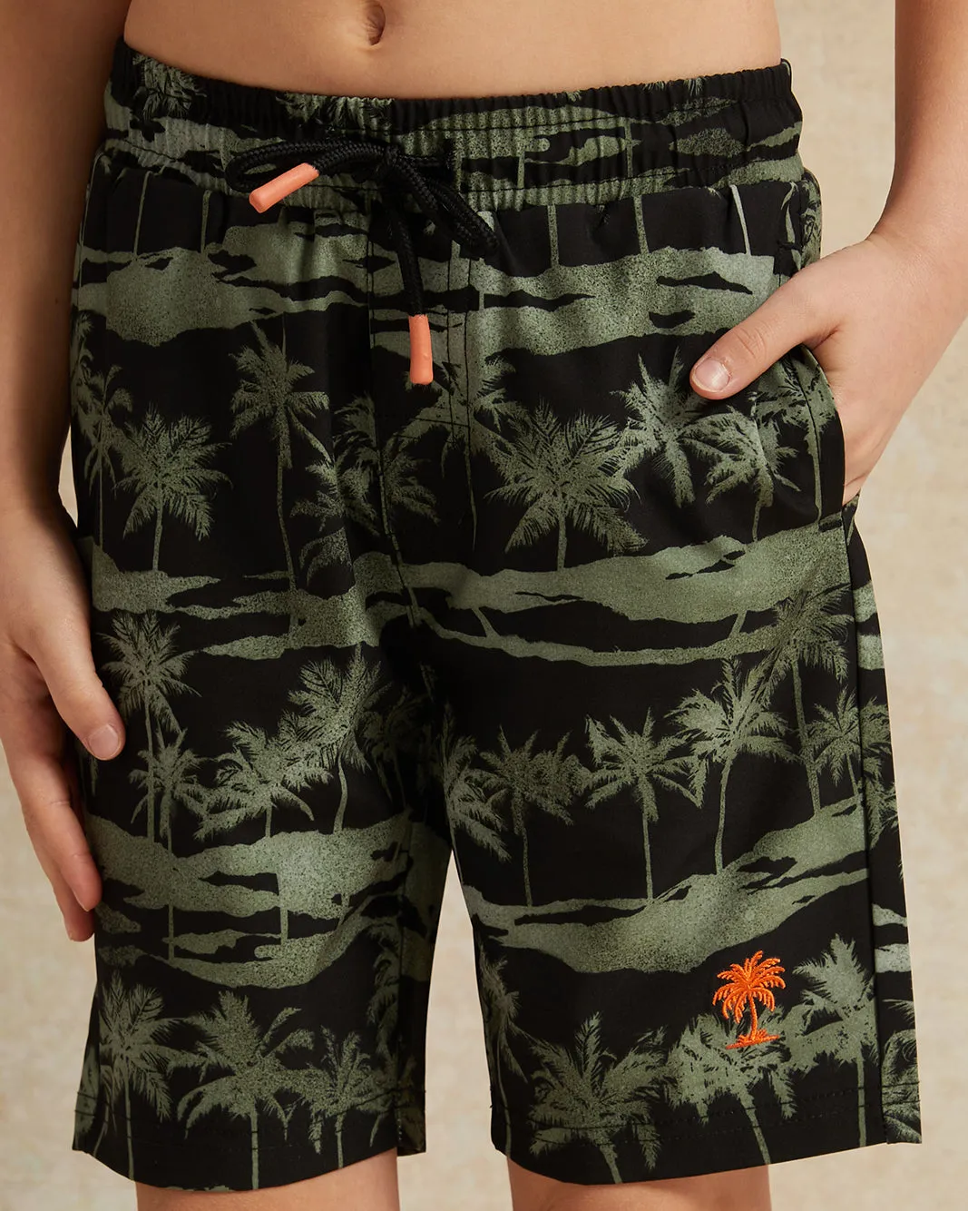 Boys Green Palm Print Swim Shorts sold by Redtag product image thumbnail 4