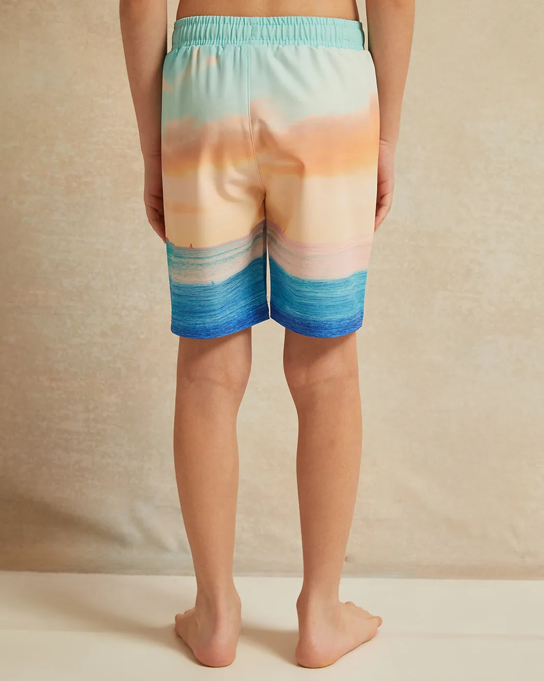 Boys Orange Sea View Print Swim Short sold by Redtag product image thumbnail 3