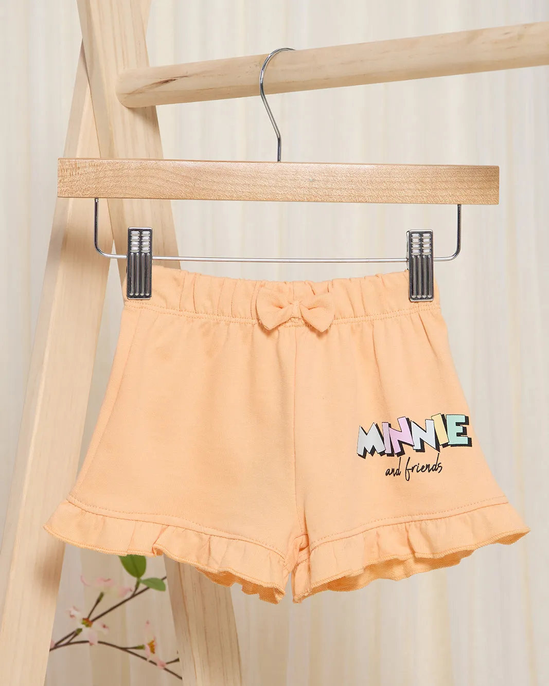 Infant Girls Orange Minnie And Friends Shorts With Frill sold by Redtag