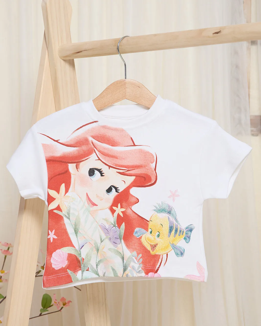 Infant Girls White Ariel Print T-Shirt sold by Redtag