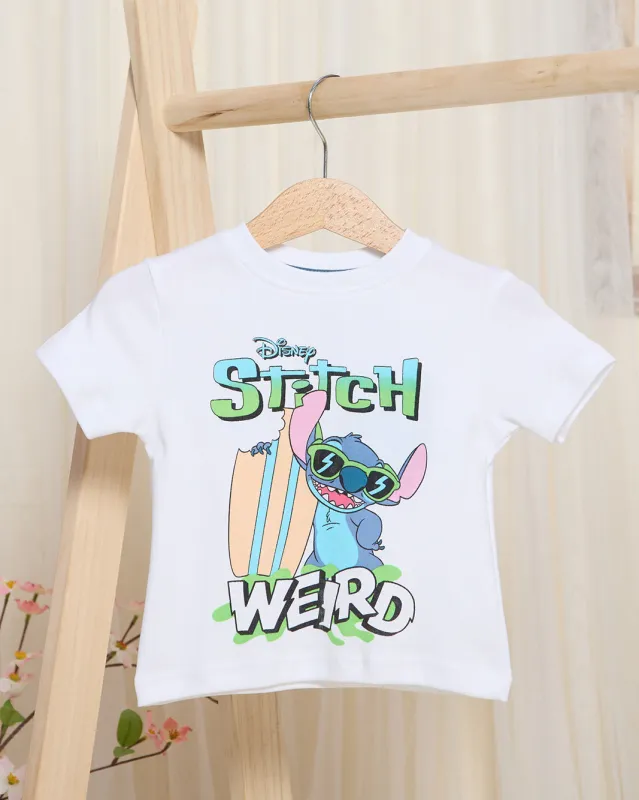 Infant Boys White Stitch Print T-Shirt sold by Redtag