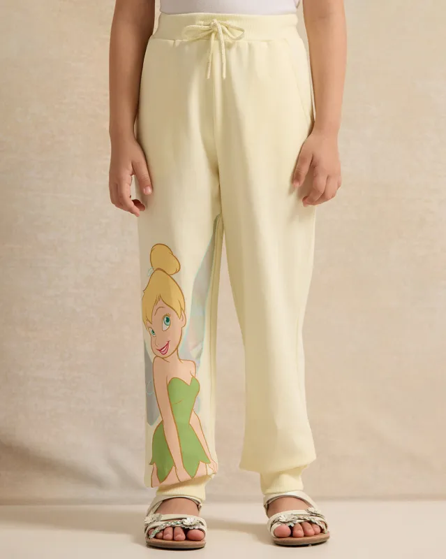 Girls Yellow Tinkerbell Placement Print Active Pants sold by Redtag
