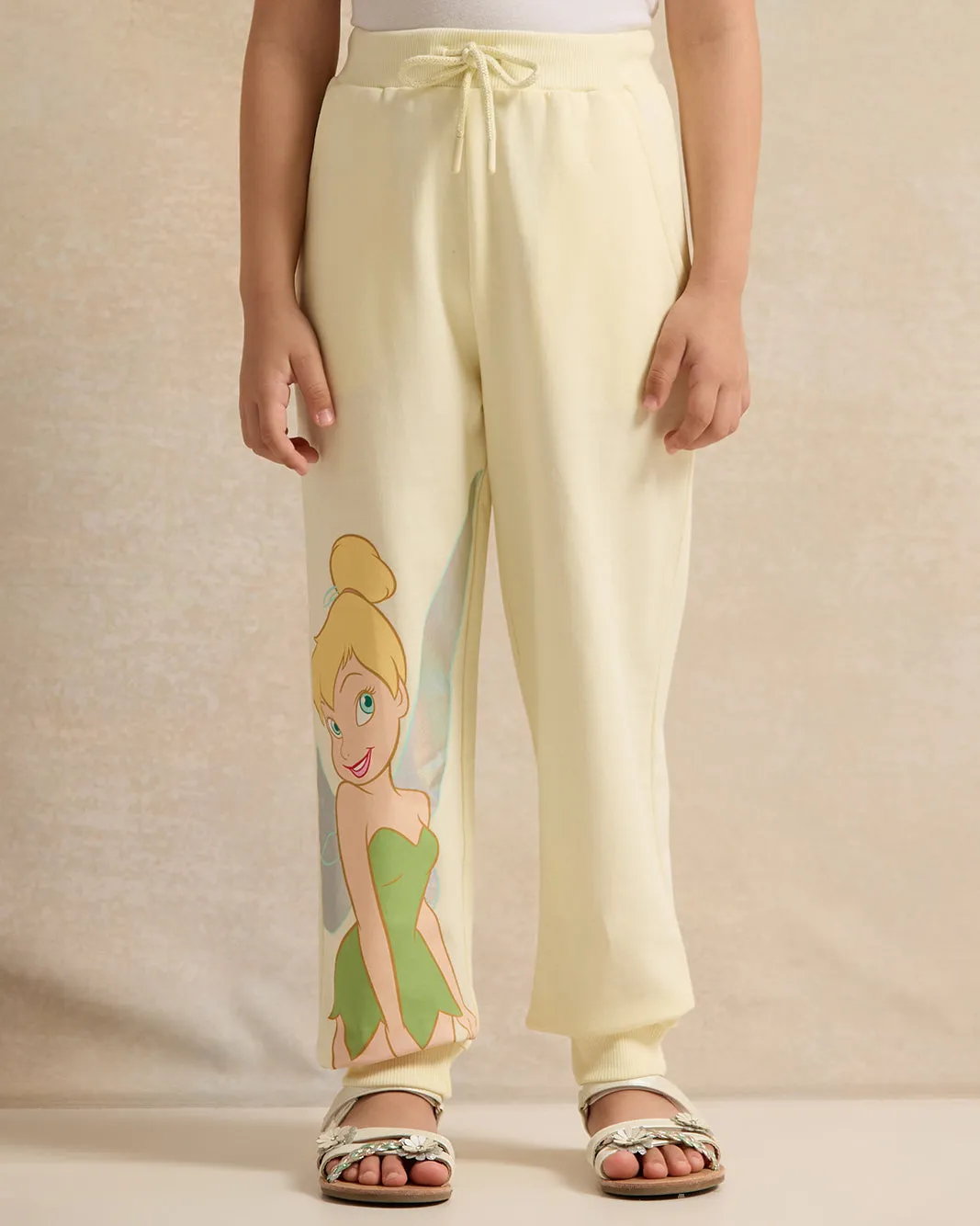 Girls Yellow Tinkerbell Placement Print Active Pants sold by Redtag