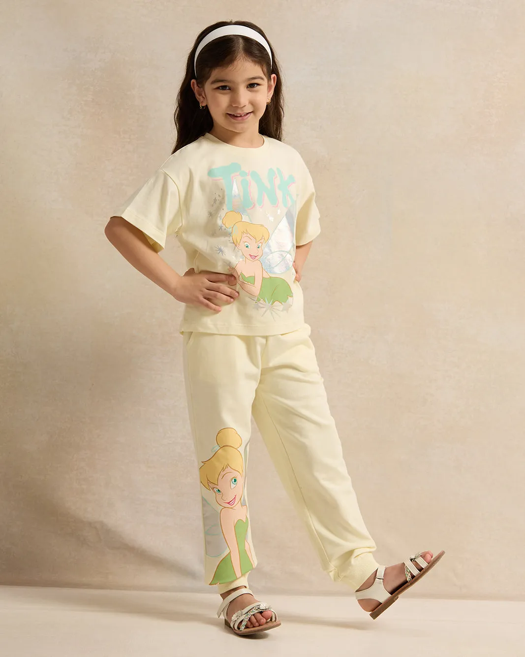 Girls Yellow Tinkerbell Placement Print Active Pants sold by Redtag product image thumbnail 2