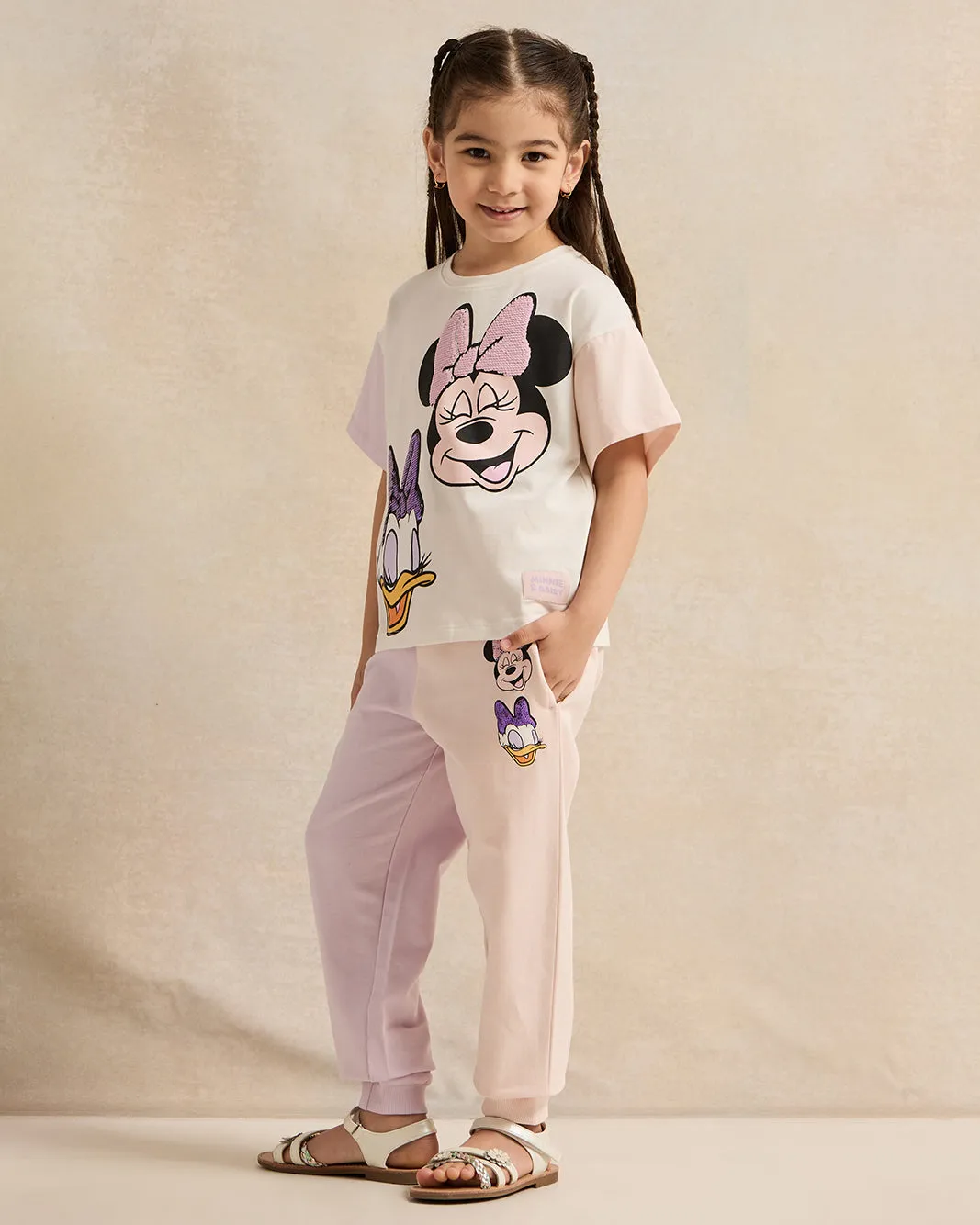 Girls Pink Minnie & Daisy Placement Print Active Pant sold by Redtag product image thumbnail 2