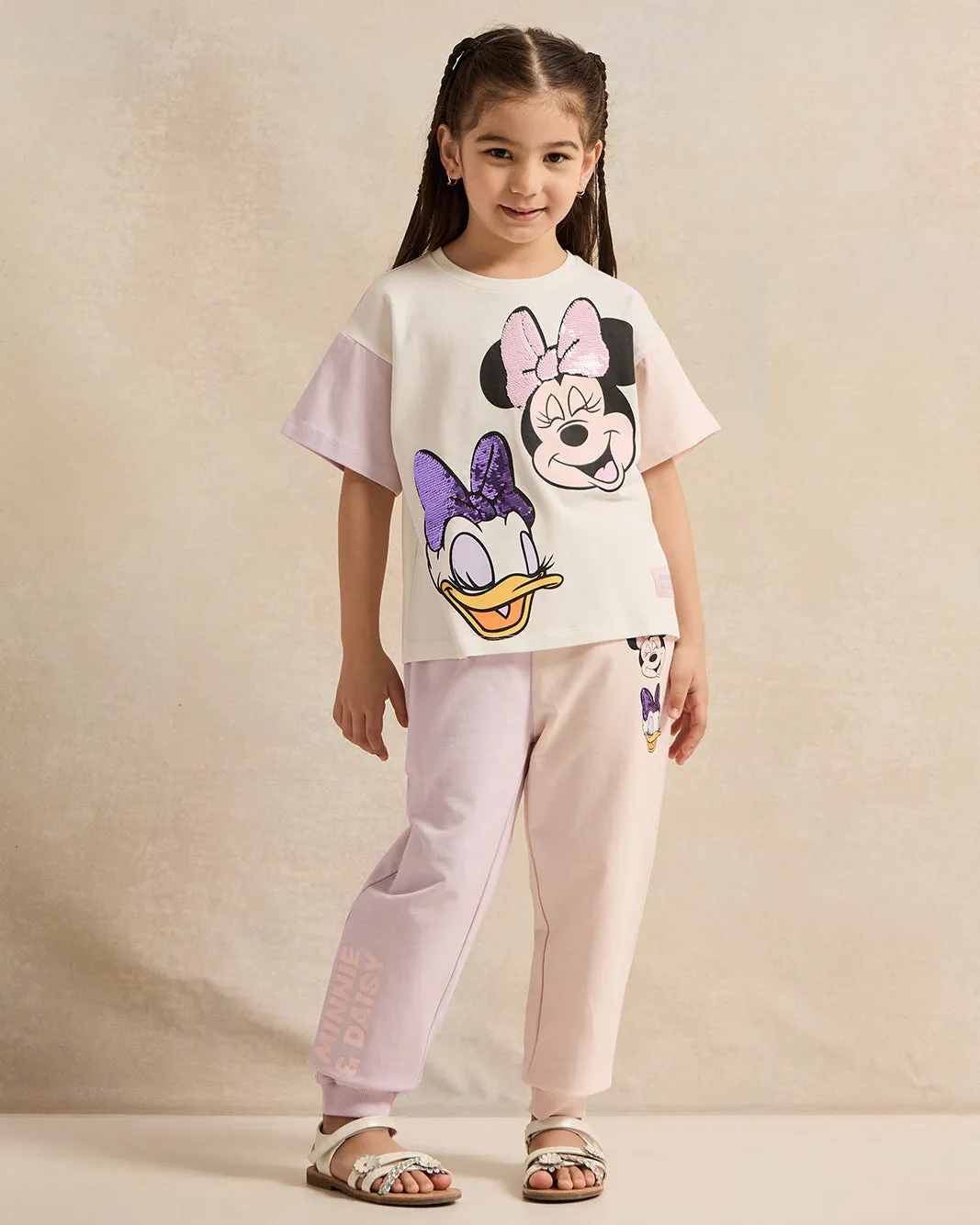 Girls Pink Minnie & Daisy Sequins T-Shirt sold by Redtag product image thumbnail 2