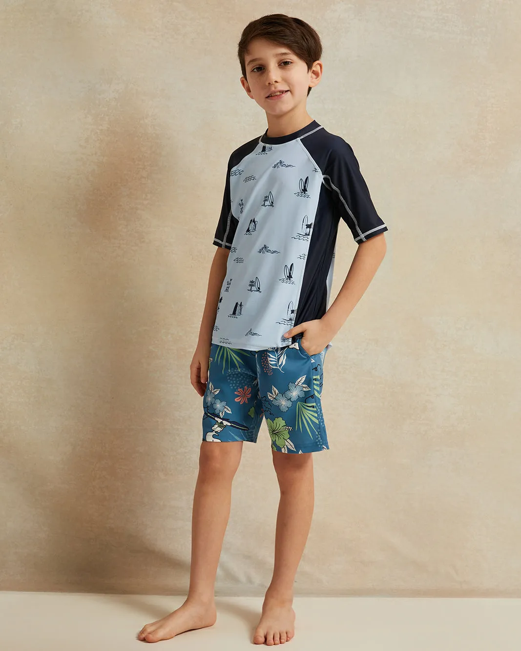 Boys Blue Printed Swim Shorts sold by Redtag product image thumbnail 2