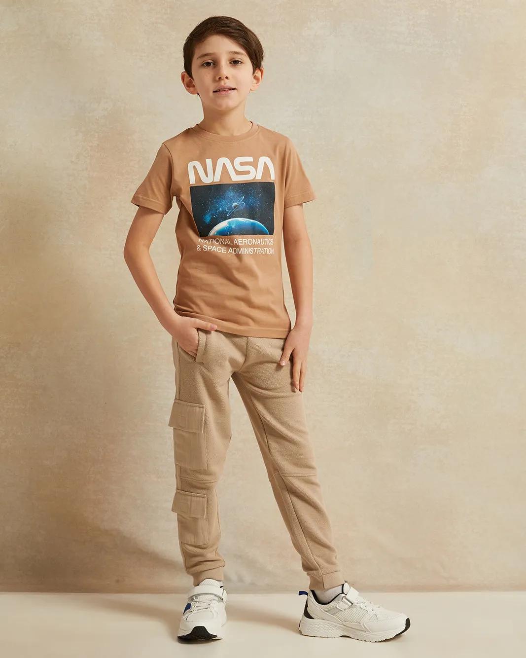 Boys Beige Printed Track Pants sold by Redtag product image thumbnail 2