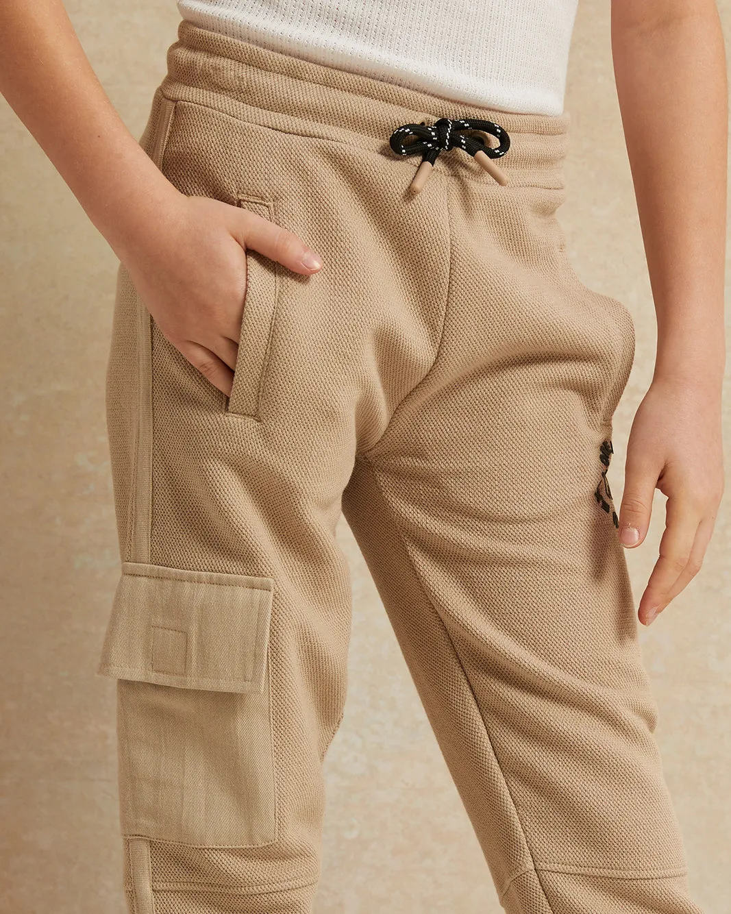 Boys Beige Printed Track Pants sold by Redtag product image thumbnail 4
