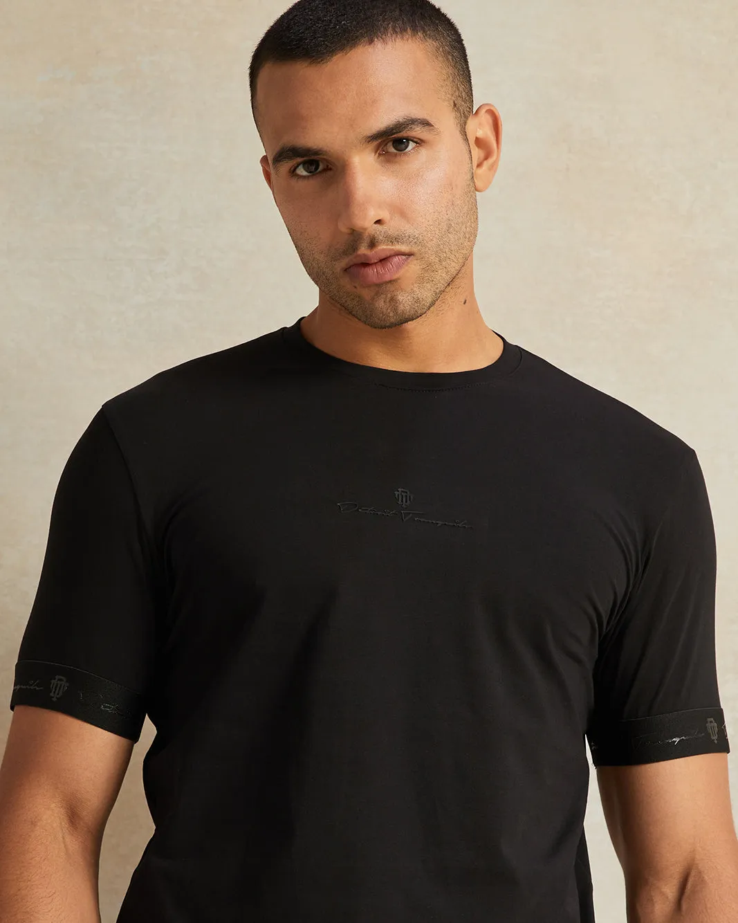 Men Plain Black Soft Touch Varsity T-Shirt sold by Redtag product image thumbnail 3