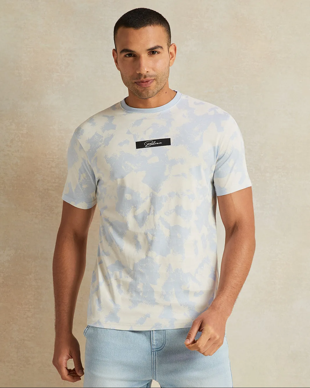 Men Blue Printed T-Shirt sold by Redtag