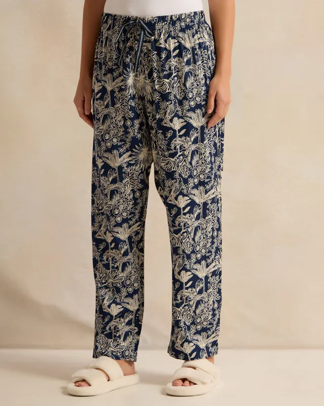 Women Navy Floral Print Pyjama Bottom sold by Redtag