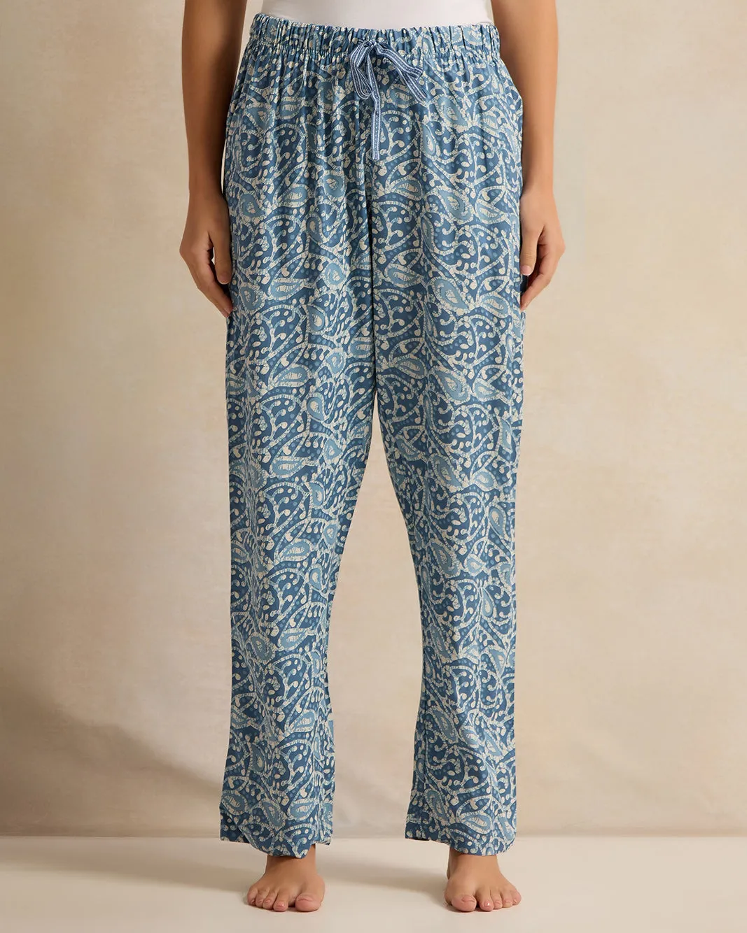 Women Blue Floral Print Pyjama Bottom sold by Redtag