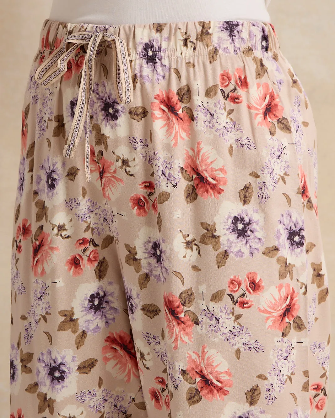 Women Beige Floral Print Pyjama Bottom sold by Redtag product image thumbnail 4