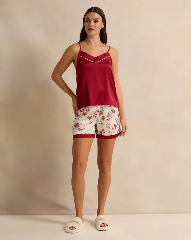 Women Red Printed Short Cami Set (2 Piece) sold by Redtag