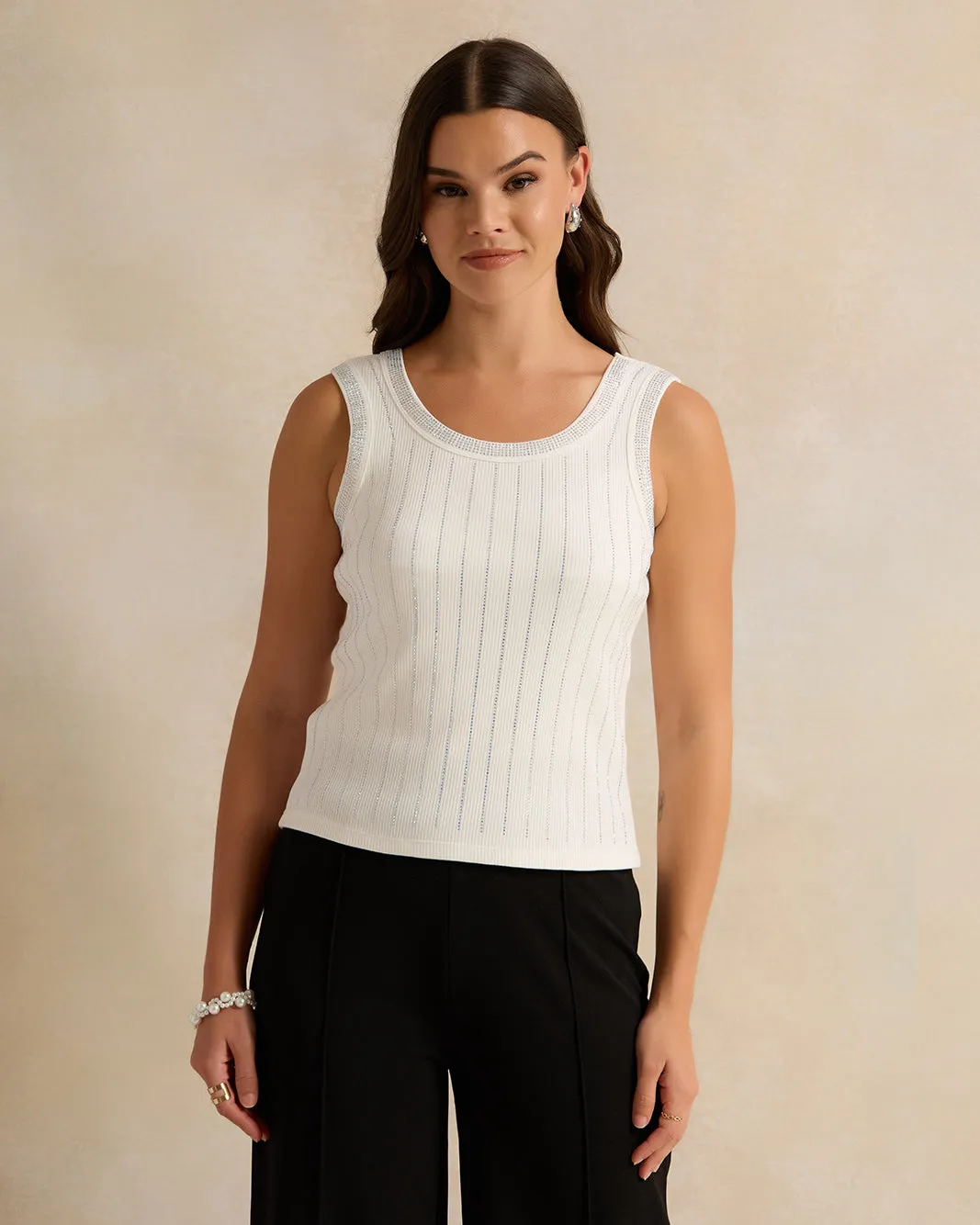 Women White Embellished Vest sold by Redtag