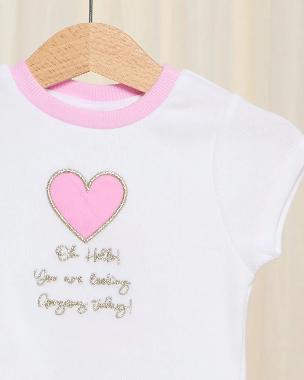 Infant Girls White Heart Print T-Shirt sold by Redtag product image thumbnail 2