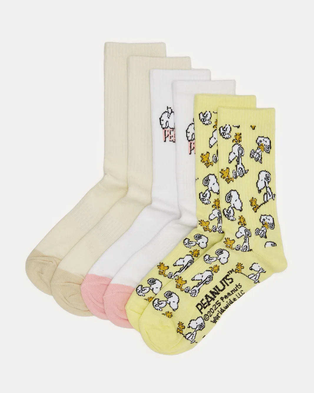 Women Assorted Snoopy Print Crew Length Socks (3 Pairs) sold by Redtag