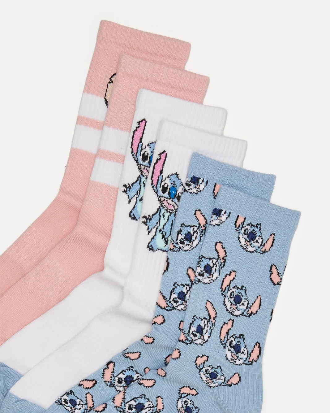 Women Assorted Stitch Print Crew Length Socks (3 Pairs) sold by Redtag product image thumbnail 3