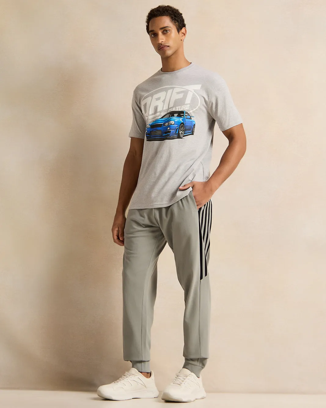 Men Grey Drift Print T-Shirt sold by Redtag product image thumbnail 2