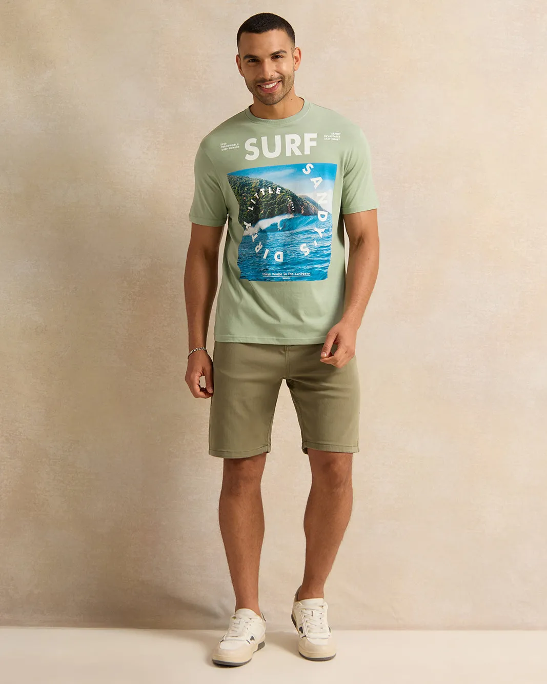 Men Green Surf Print T-Shirt sold by Redtag product image thumbnail 2