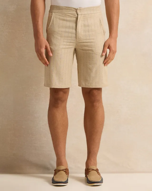 Men Beige Striped Short sold by Redtag