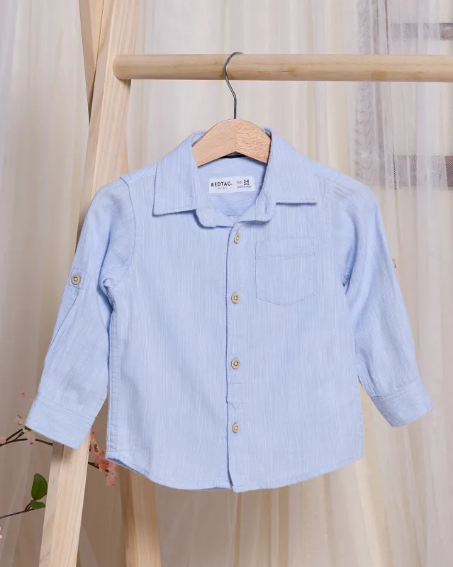 Infant Boys Blue Dobby Shirt sold by Redtag