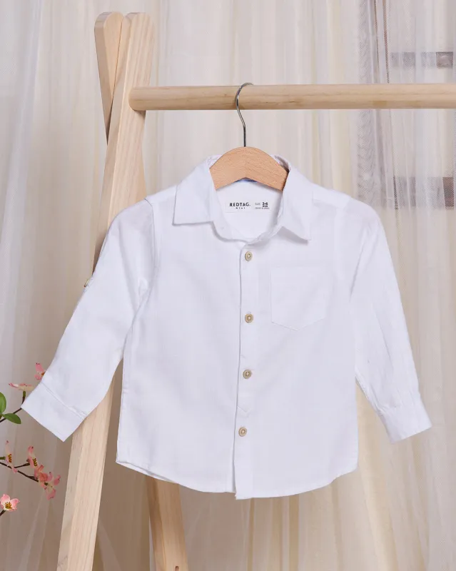 Infant Boys White Dobby Shirts sold by Redtag