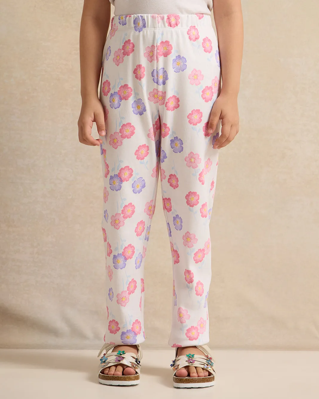 Girls White Floral Print Pyjama Set (2 Piece) sold by Redtag product image thumbnail 3