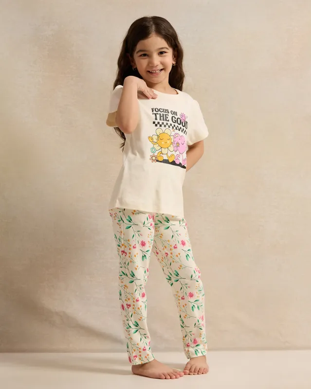 Girls Pink Placement Print Pyjama Set (2 Piece) sold by Redtag