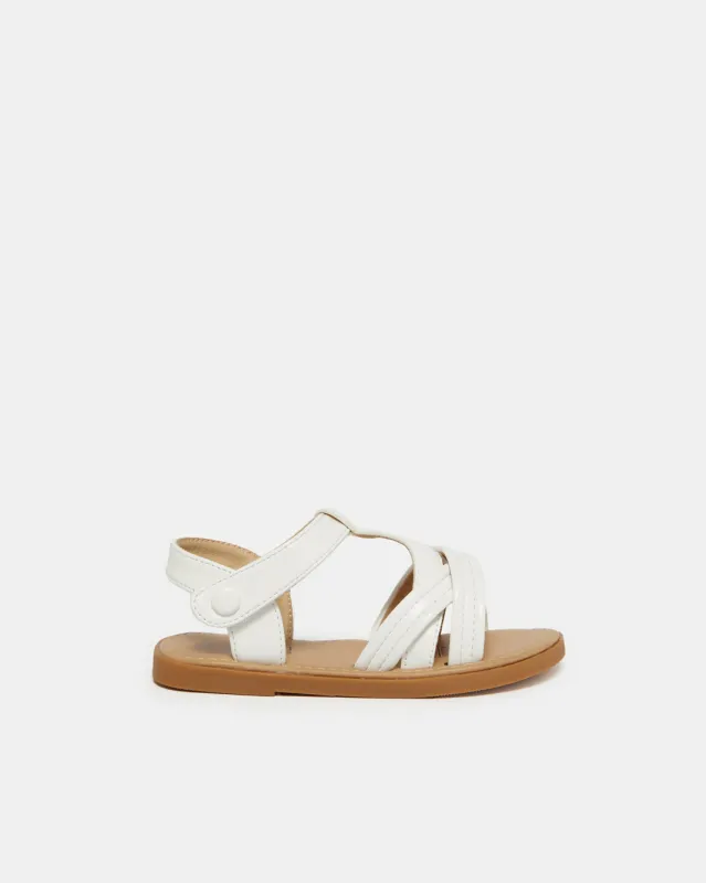 Infant Girls White Backstrap Sandal sold by Redtag