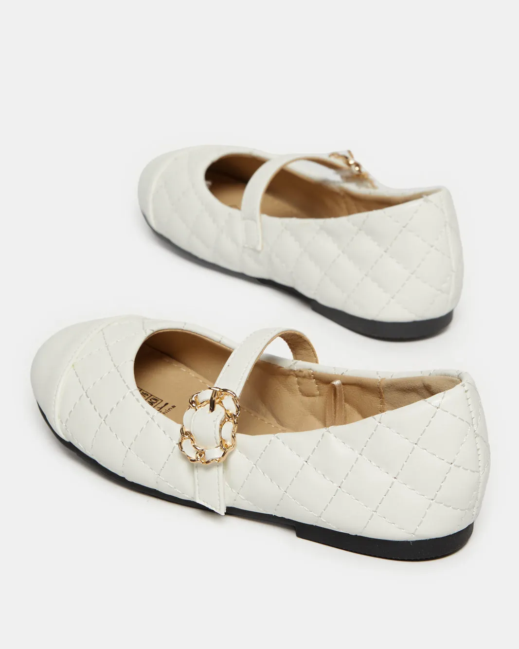 Girls White Buckle Strap Ballerina sold by Redtag product image thumbnail 4