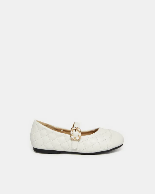 Girls White Buckle Strap Ballerina sold by Redtag