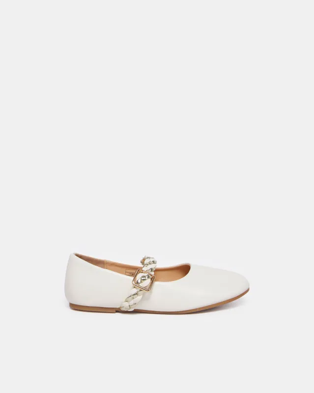 Girls White Braided Strap Ballerina sold by Redtag