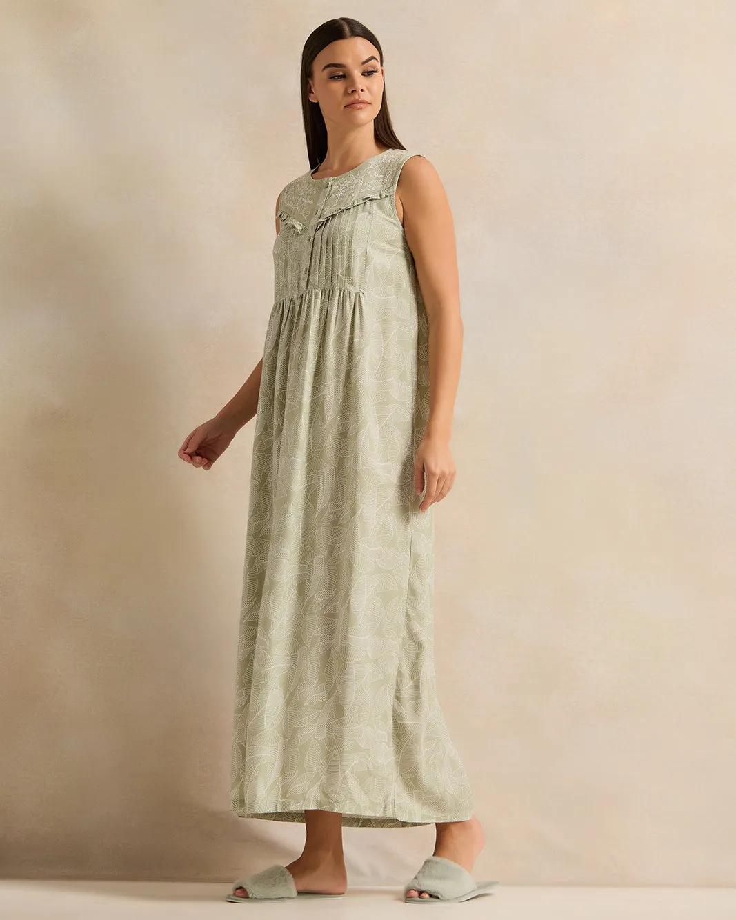 Women Mint Embroidered Nightgown sold by Redtag product image thumbnail 4