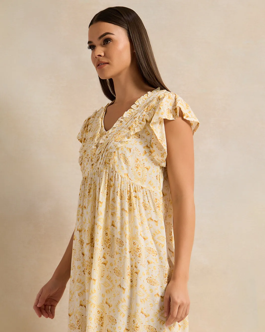 Women Yellow Empire Line Nightgown sold by Redtag product image thumbnail 2