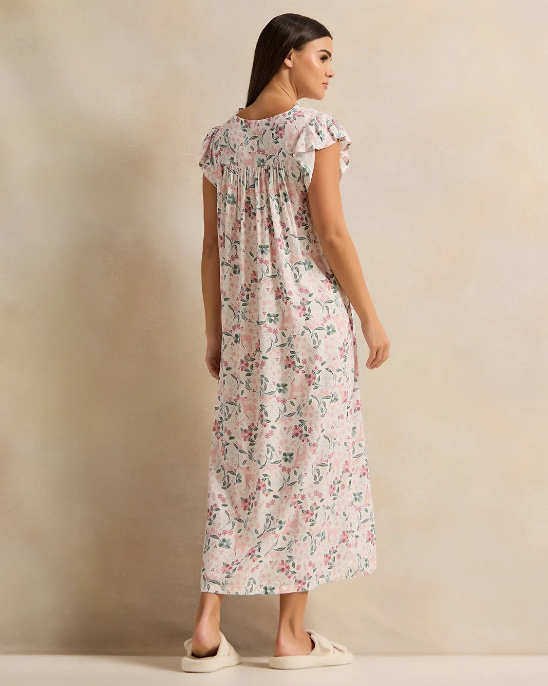 Women Ivory Printed Empire Line Nightgown sold by Redtag product image thumbnail 3