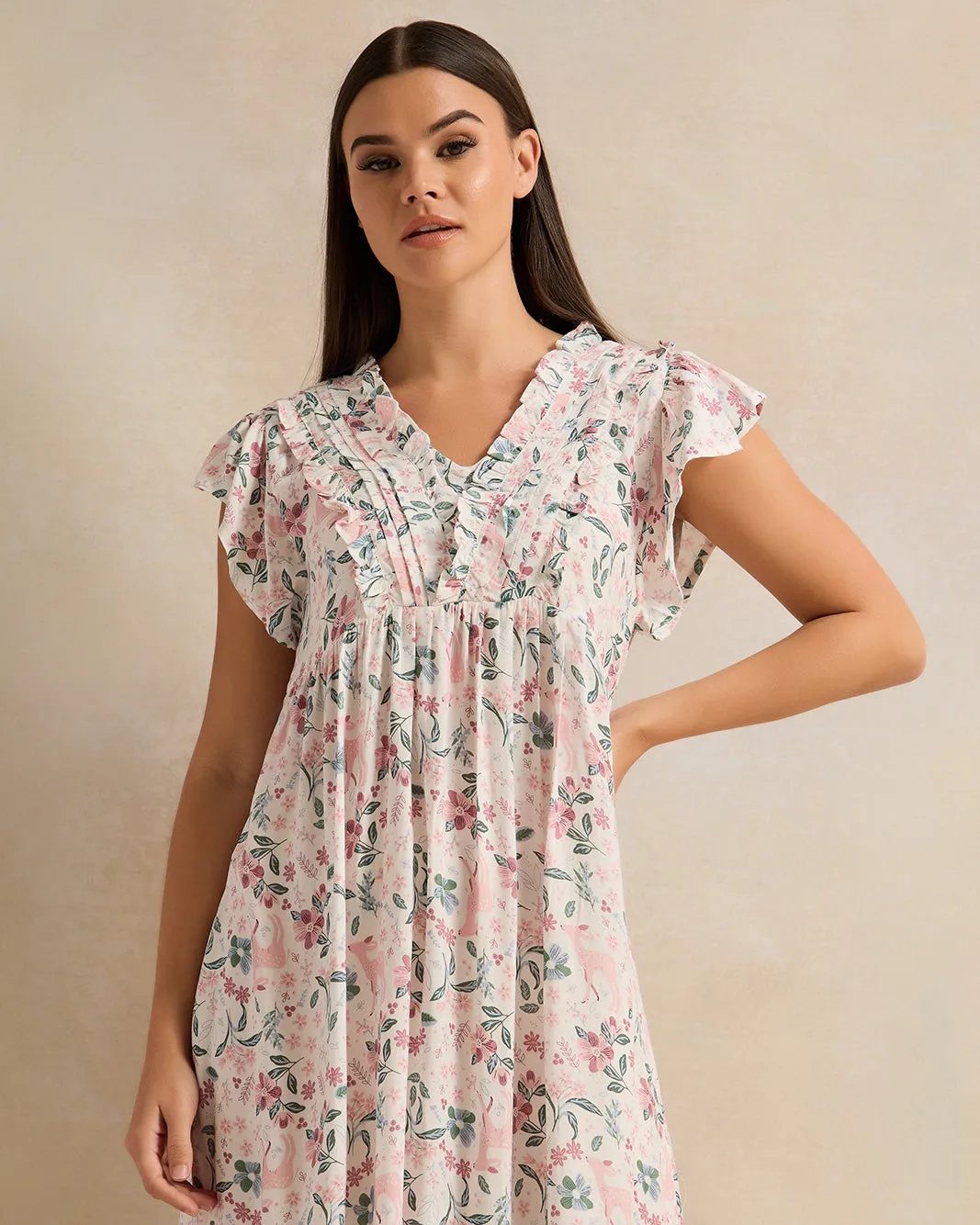 Women Ivory Printed Empire Line Nightgown sold by Redtag product image thumbnail 2