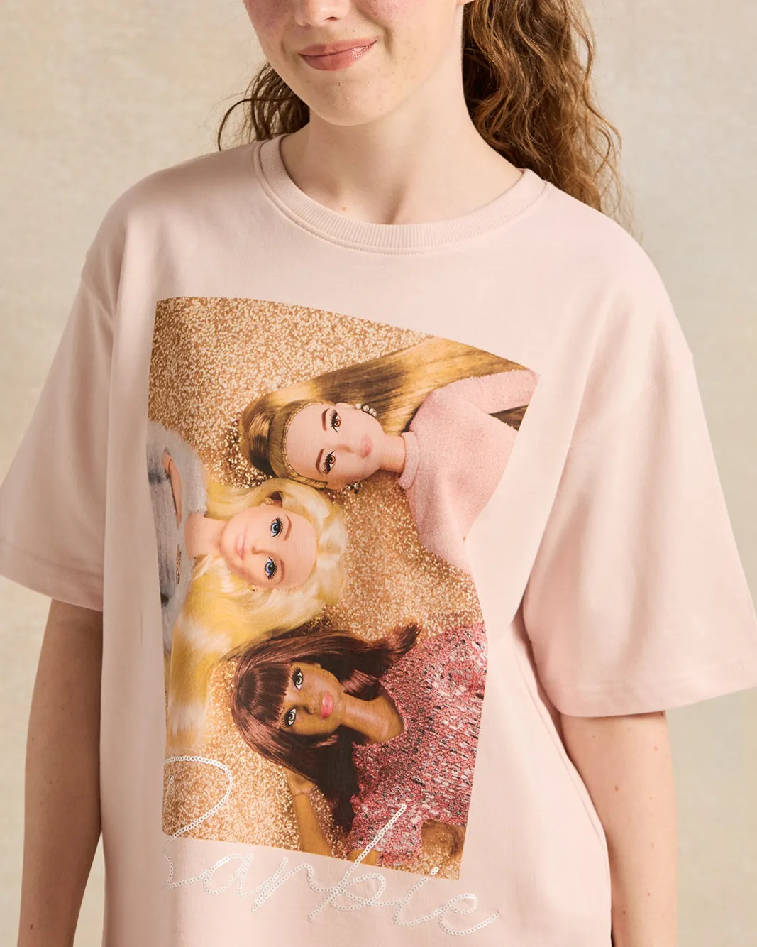 Senior Girls Pink Barbie Print Oversize T-Shirt sold by Redtag product image thumbnail 4