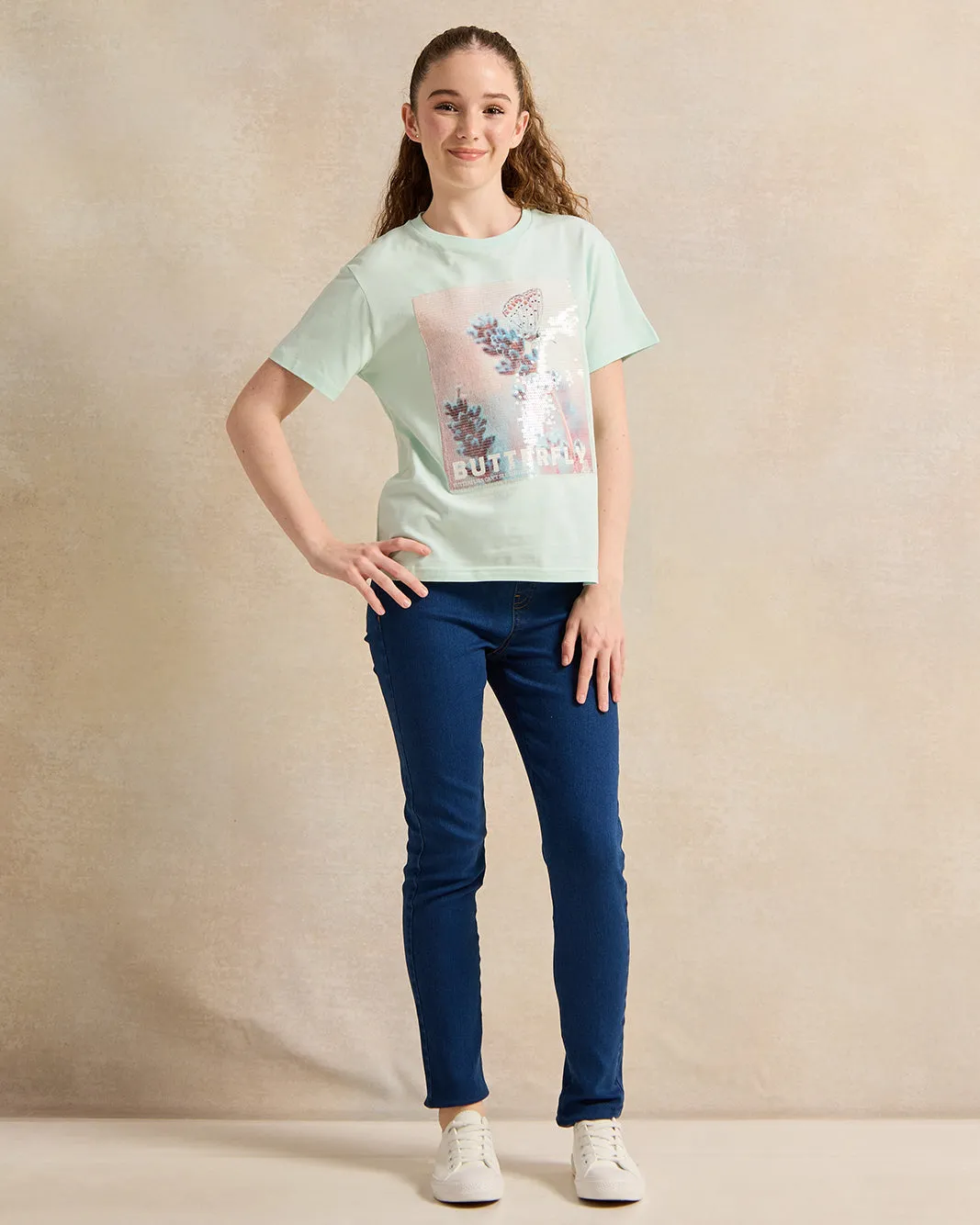 Senior Girls Blue Printed Boxy Top sold by Redtag product image thumbnail 2